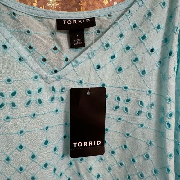 Torrid Light Blue Sophie Eyelet Swing Cami Tank Top NWT Size 1 1X 14/16 - Picture 5 of 11